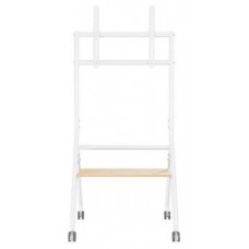 AISENS - SOPORTE DE SUELO ECO CON RUEDA, 1 BANDEJA PARA PANTALLA INTERACTIVA/TV 80KG DE 37-86, BLANCO+MADERA