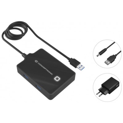 HUB USB3.0 CONCEPTRONIC HUBBIES11B 4 PUERTOS Y CABLE