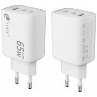 CARGADOR PARED/VIAJE ULTRA SLIM 2xUSB-C/PD + USB-A 65W BLANCO LEOTEC (Espera 4 dias)
