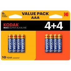 PILAS AAA KODAK MAX ALCALINA LR3 PACK 8 (4+4) UNIDADES