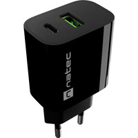 CARGADOR NATEC RIBERA 20W 1XUSB-A QC3.0 + 1XUSB-C PD3.0 NEGRO CARGADOR NATEC RIBERA 20W 1XUSB-A QC3.0 + 1XUSB-C PD3.0 NEGRO