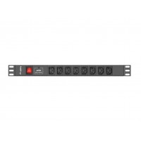 REGLETA LANBERG 1U 16A RACK 19 8X SOCKET IEC C13 NEGRO 2M