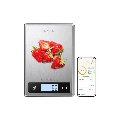 RENPHO CALIBRA 1 - SMART NUTRITION SCALE - BLE - GREY STAINLESS STEEL (UP TO 11LB/5KG) (Espera 4 dias)