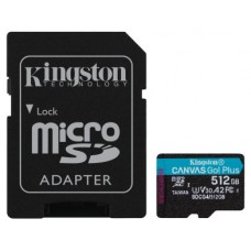 Kingston Technology Tarjeta microSDXC Canvas Go Plus Gen4 de 512 GB, 200 MB/s, A2 U3 V30 y adaptador (Espera 4 dias)