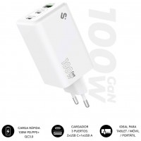 SUBBLIM CARGADOR GAN 100W CHARGER USB C+C+A (Espera 4 dias)