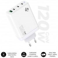 SUBBLIM CARGADOR GAN 120W CHARGER USB C+C+C+A (Espera 4 dias)