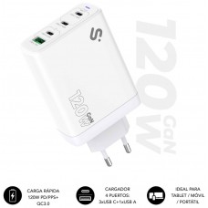 SUBBLIM CARGADOR GAN 120W CHARGER USB C+C+C+A (Espera 4 dias)