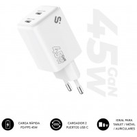 SUBBLIM CARGADOR GAN 45W CHARGER USB C+C (Espera 4 dias)