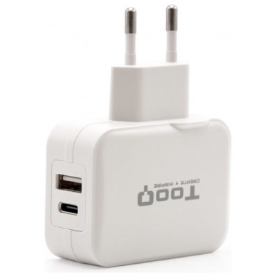 CARGADOR DE PARED TOOQ TQWC-2S02WT USB-C+USB-A 4.8A