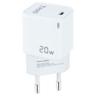 Tooq Cargador de Pared USB-C PD20W, Blanco