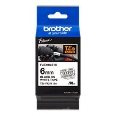 BROTHER Cinta laminada Blanco / negro (Flexibles) 6mm