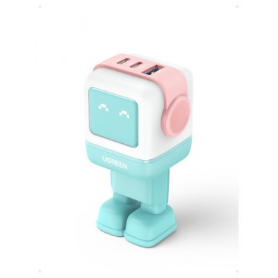 Ugreen Uno RG 65W 3-Port GaN Fast Charger pink blue Ordenador portátil, Teléfono móvil, Portátil, Tableta, Teléfono Azul Corriente alterna Carga rápida Interior (Espera 4 dias)