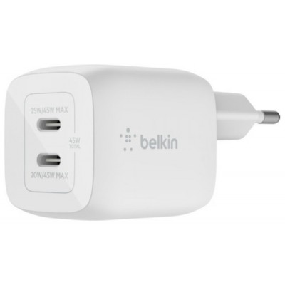 CARGADOR USB-C BELKIN 45W WCH011VFWH 2xUSB-C GAN BOOST