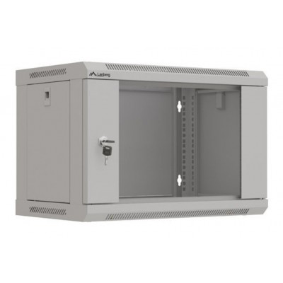 ARMARIO LANBERG MURAL RACK 19" 6U 540X350 FLAT PACK GRIS PUERTA CRISTAL